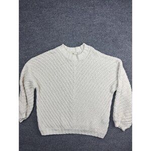 Rip Curl Sweater Womens Small White Textured Chevron Knit Crew Neck Pullover